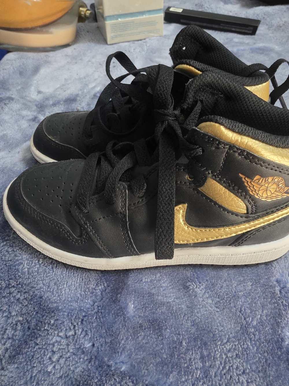 Nike Kids Black and Gold High-Top Sneakers